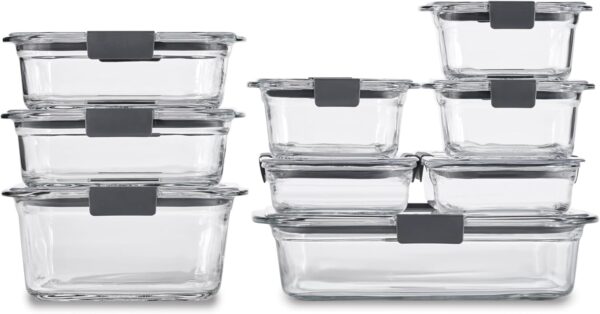 Rubbermaid Brilliance glass food containers – BPA-free, leak-proof, 9-piece set