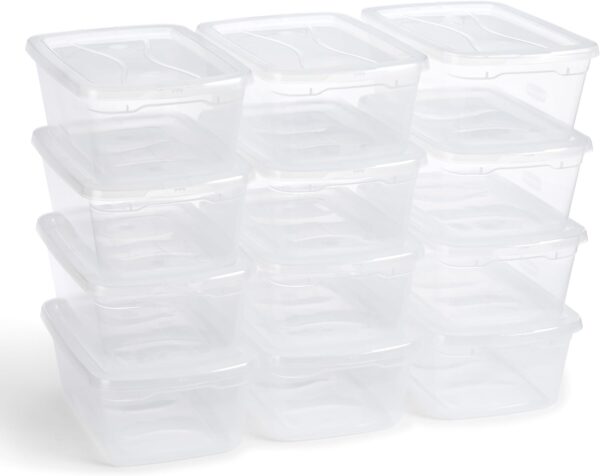 Rubbermaid Cleverstore clear storage bins – 6 Qt, latching lids, 12-pack, stackable