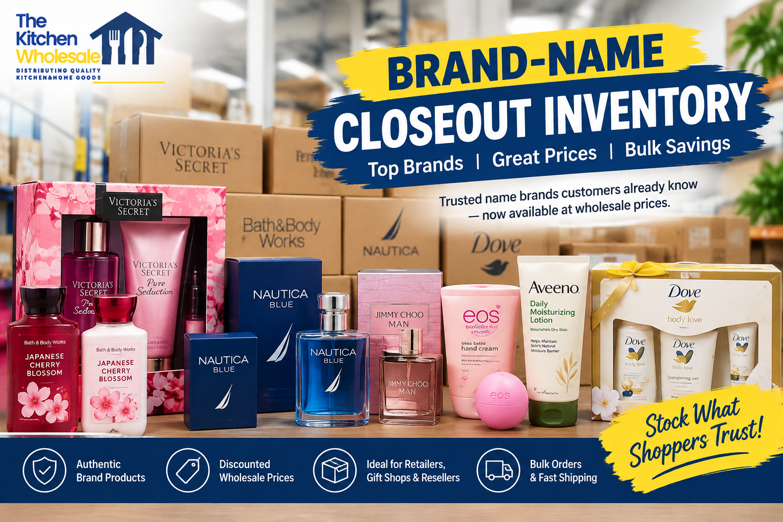 Brand-name closeout inventory for wholesale retailers